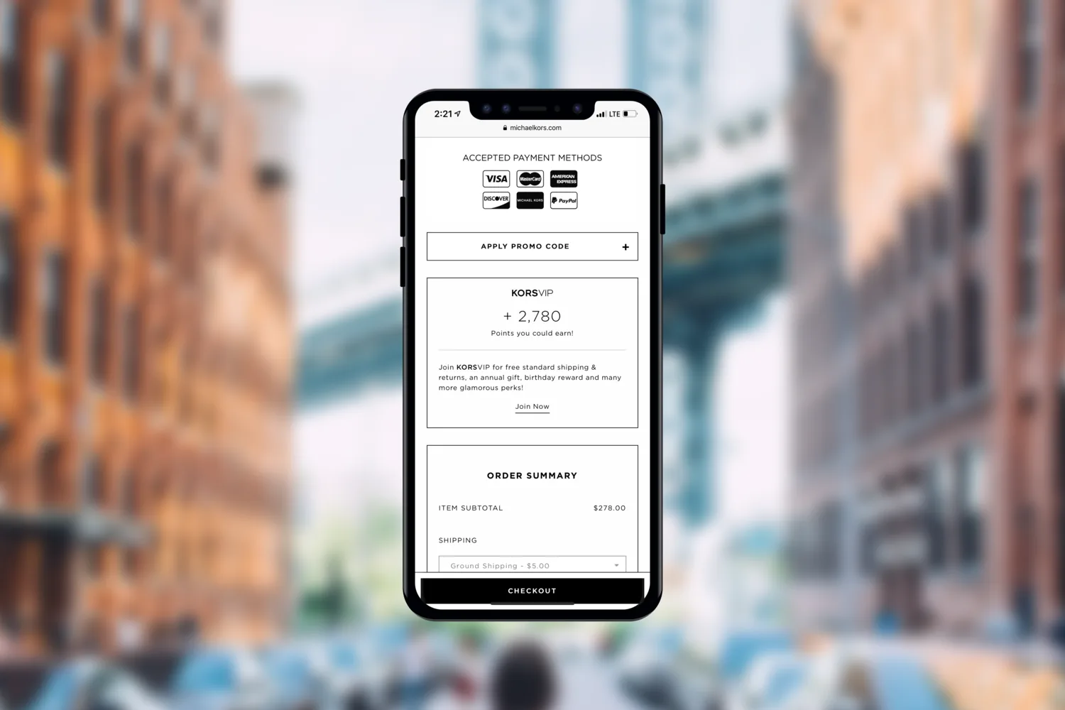 The checkout experience on mobile web