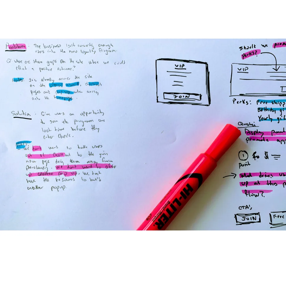 Handwritten notes on the membership and referral program